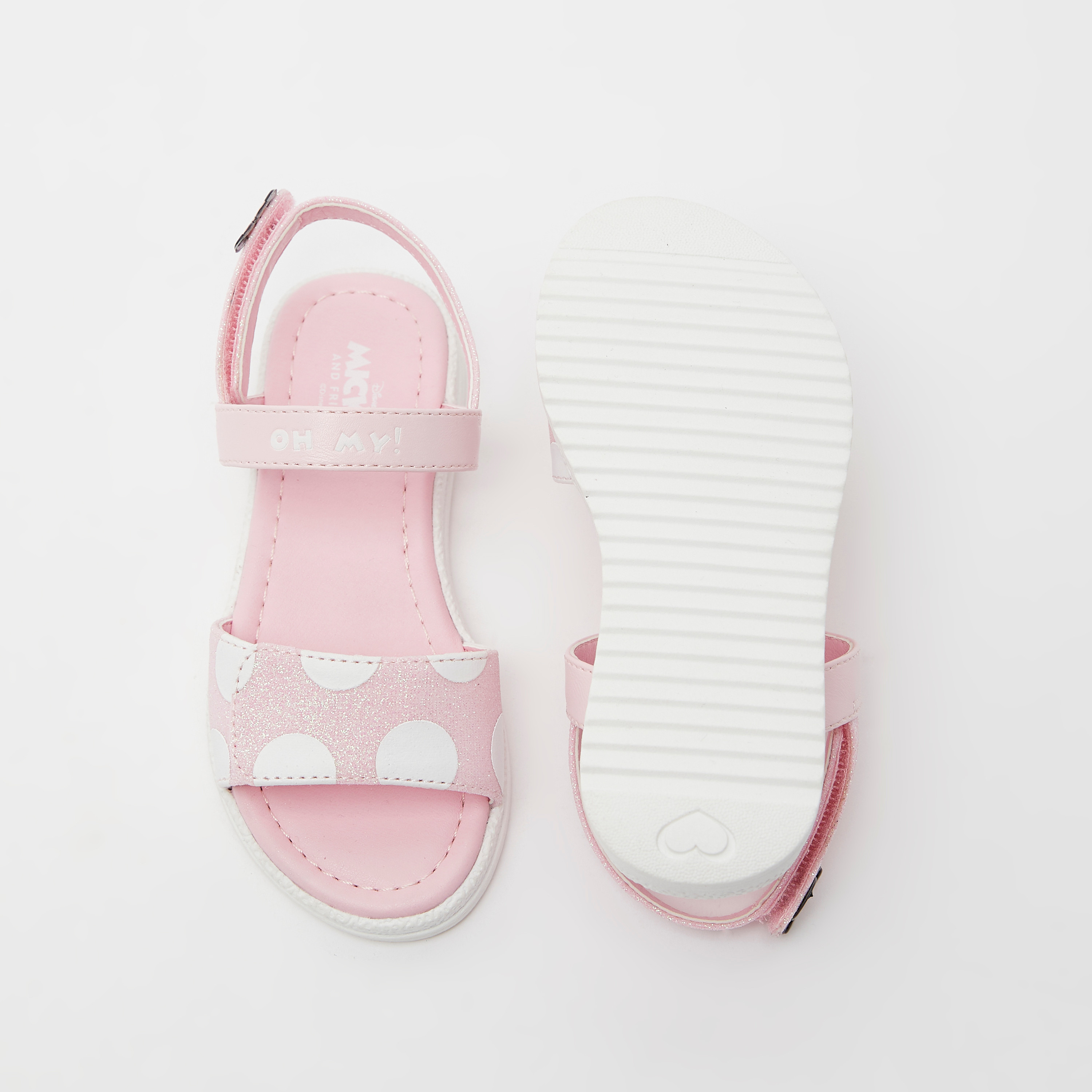 Minnie Mouse Embellished Flat Sandals with Hook and Loop Closure-girls-shoes-sandals-image-5
