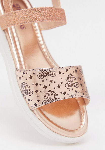 Disney Princess Print Flat Sandals with Hook and Loop Closure-Girl%27s Sandals-image-3