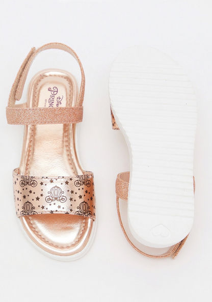 Disney Princess Print Flat Sandals with Hook and Loop Closure-Girl%27s Sandals-image-4