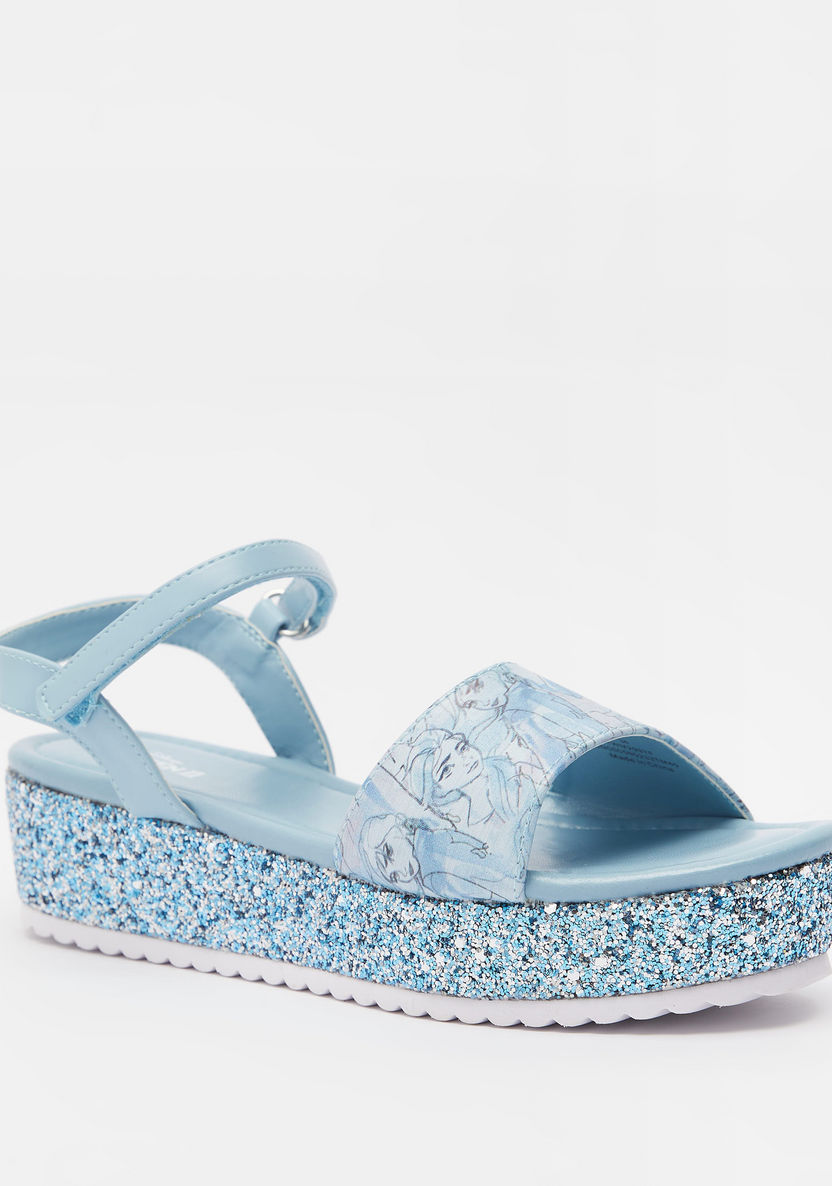 Frozen Print Flat Sandals with Hook and Loop Closure-Girl%27s Sandals-image-1