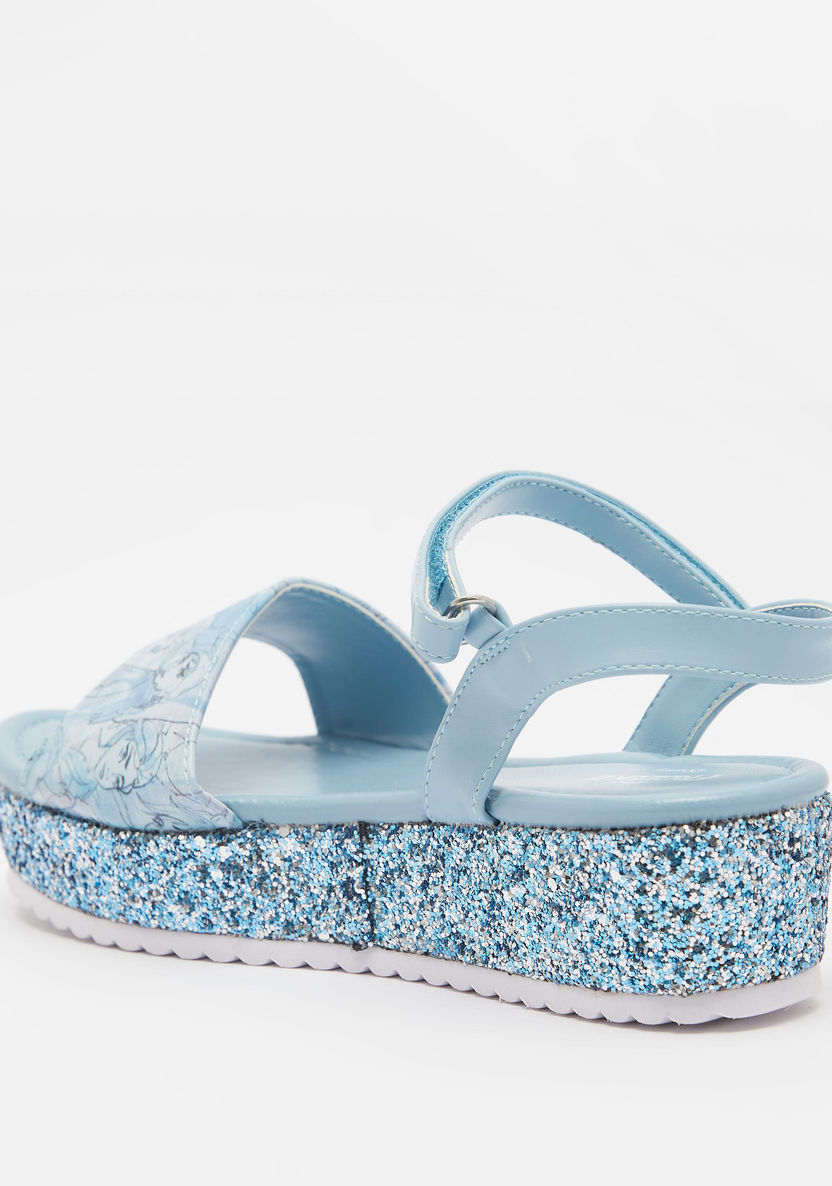 Frozen Print Flat Sandals with Hook and Loop Closure-Girl%27s Sandals-image-2