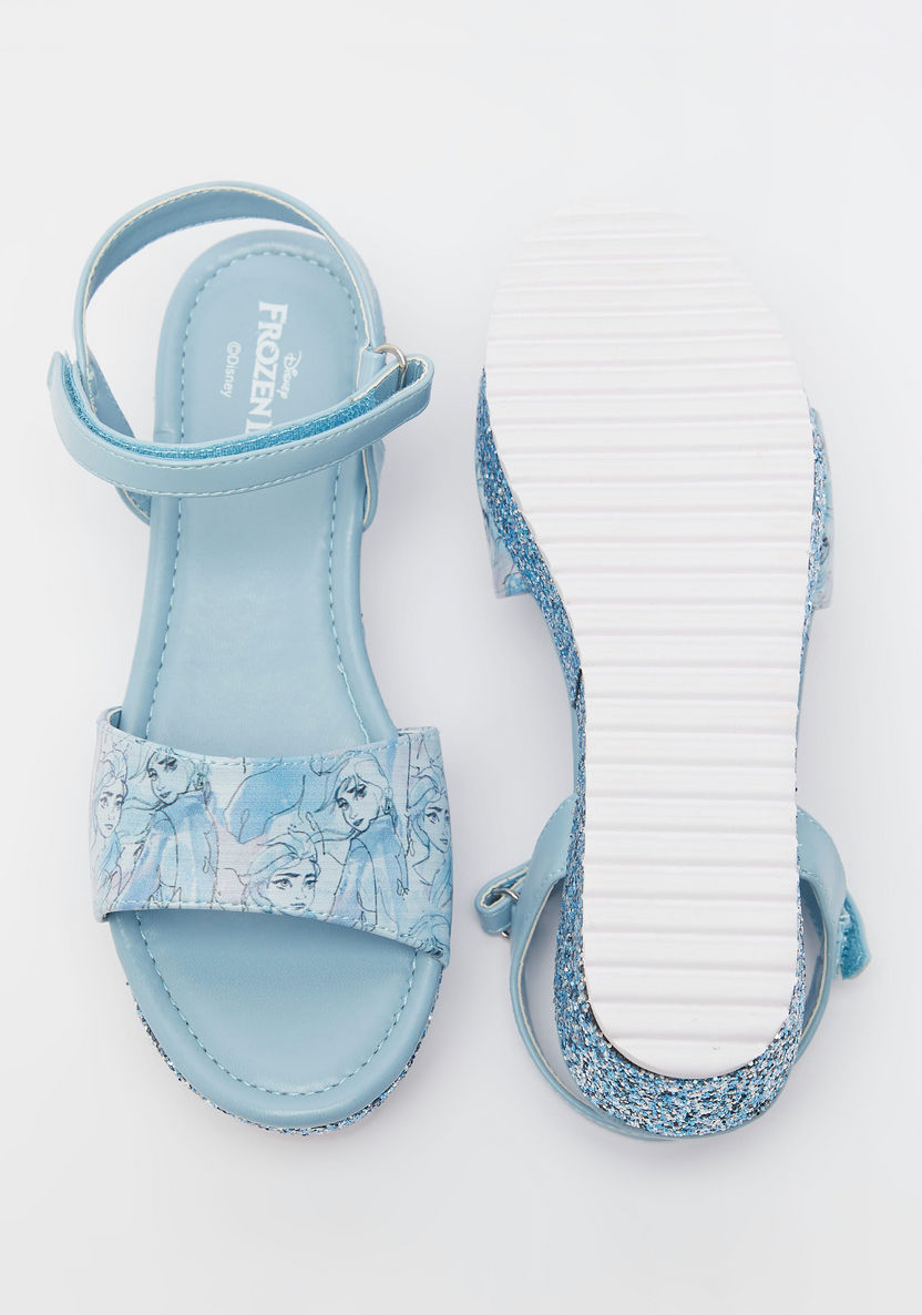 Frozen Print Flat Sandals with Hook and Loop Closure-Girl%27s Sandals-image-4