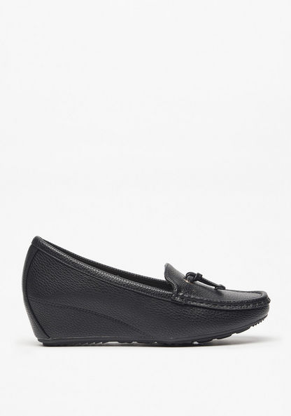 Le Confort Bow Accented Slip-On Loafers with Wedge Heels