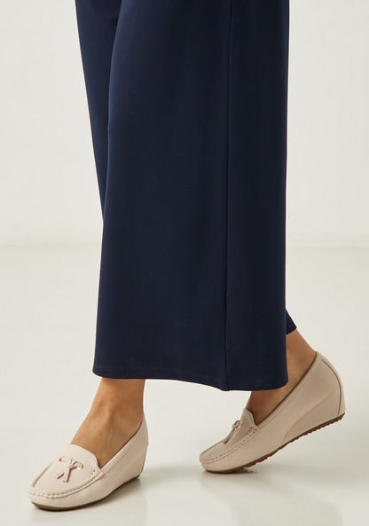 Le Confort Bow Accented Slip-On Loafers with Wedge Heels