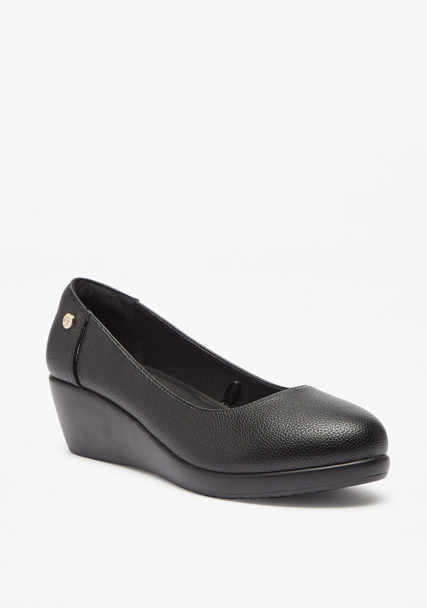Le Confort Solid Slip-On Pumps with Wedge Heels-Women%27s Heel Shoes-image-0