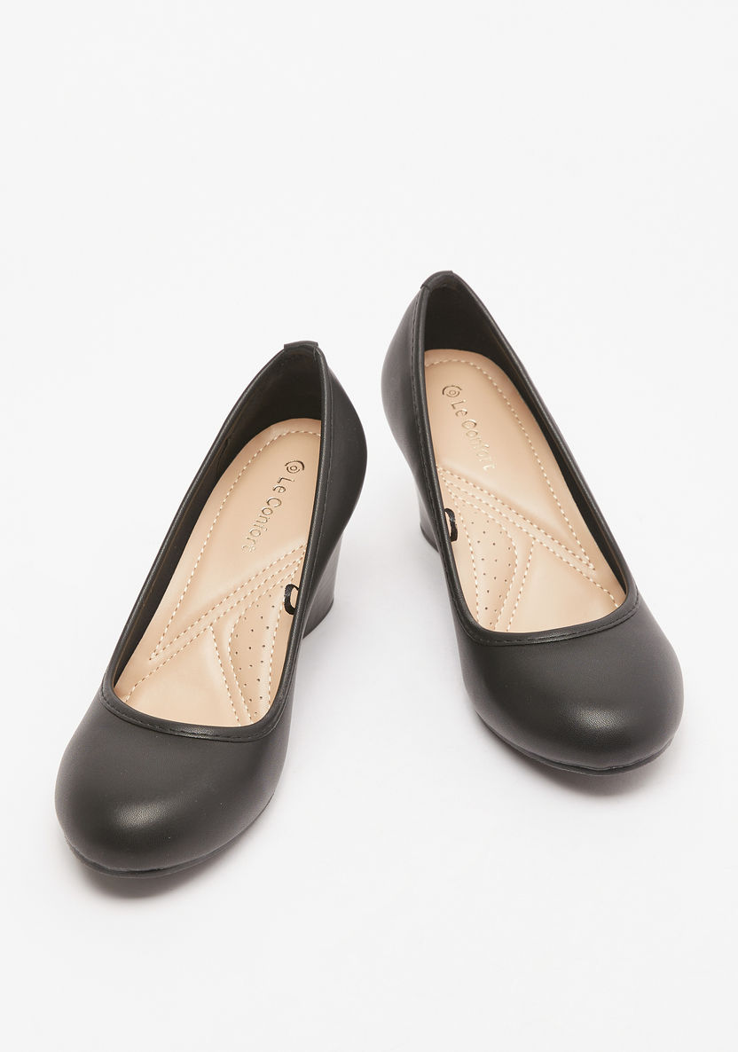 Le Confort Solid Slip-On Pumps with Wedge Heels-Women%27s Heel Shoes-image-1