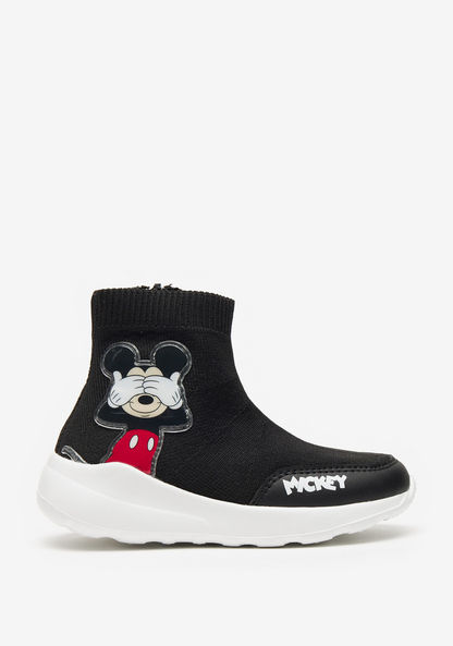 Disney Mickey Mouse Print High Top Boots with Zip Closure