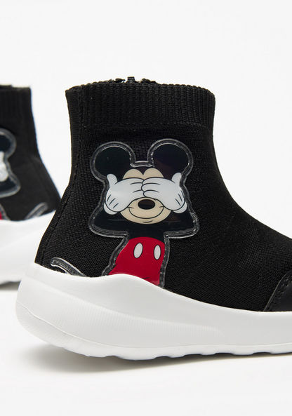 Disney Mickey Mouse Print High Top Boots with Zip Closure