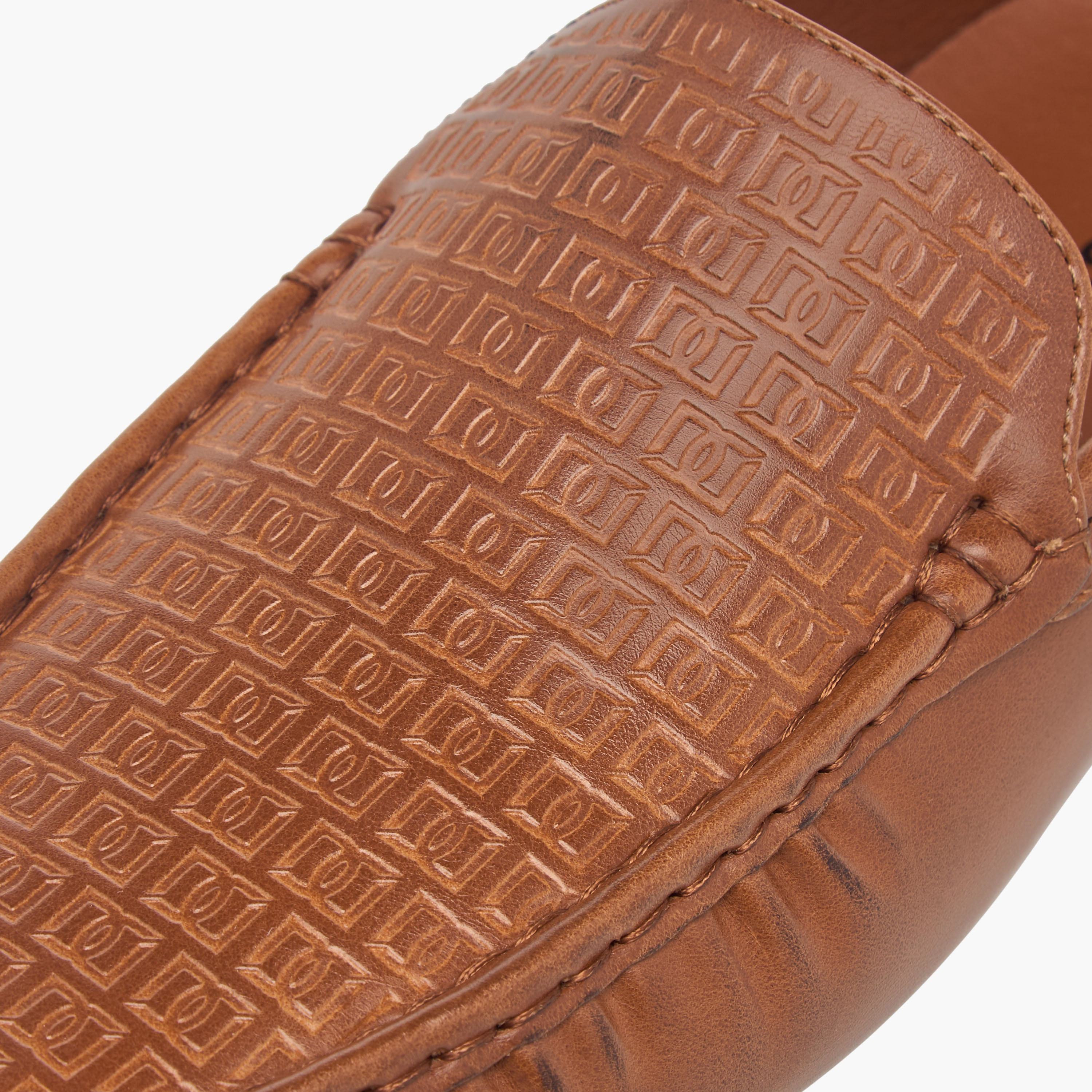 Duchini Men's Monogram Textured Slip-On Moccasins-men-shoes-loafersandmoccasins-image-4