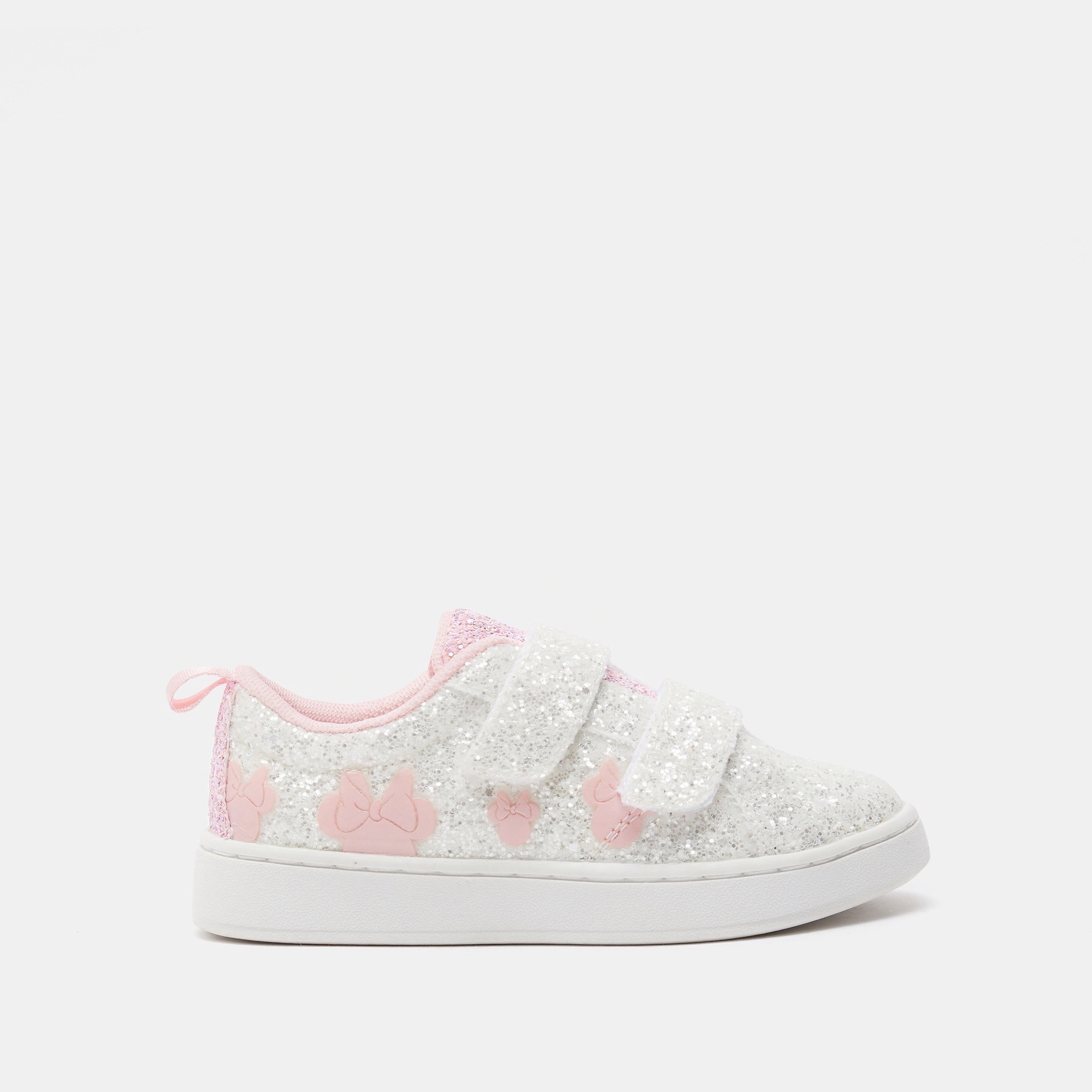 حذاء بارز الملمس بشريط إغلاق لاصق وتصميم ميني ماوس جليتر من ديزني-baby-girls-shoes-closedshoes-image-1