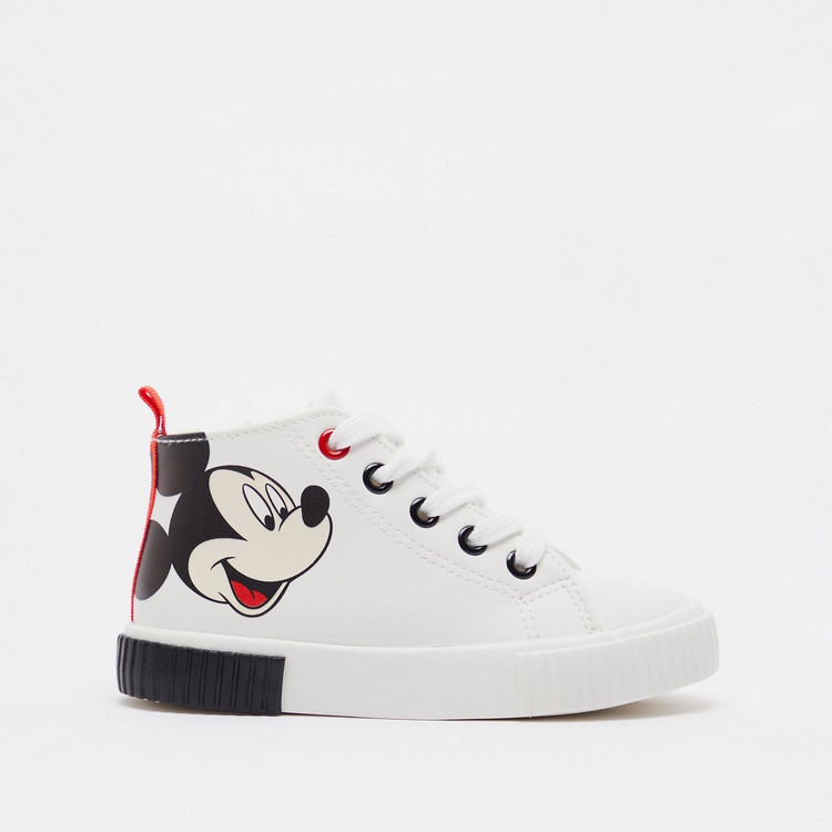 Disney Mickey Mouse Print Sneakers with Zip Closure