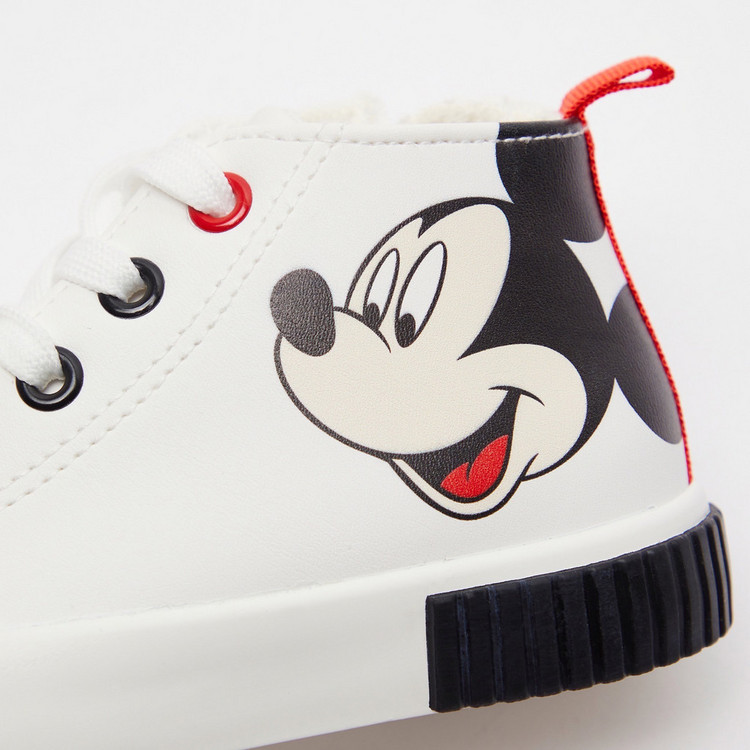 Disney Mickey Mouse Print Sneakers with Zip Closure