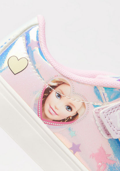 Barbie Print Sneakers with Hook and Loop Closure