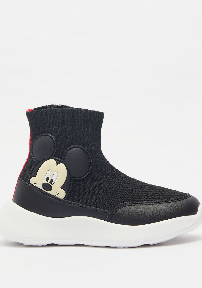 Mickey Mouse Applique Chunky Sneakers with Zip Closure-Boy%27s Sneakers-image-0