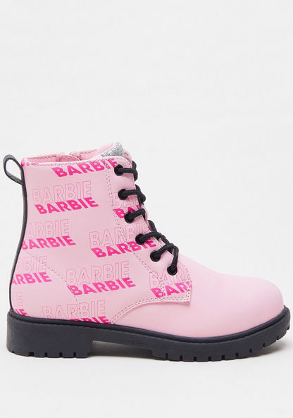 Barbie Print Low Ankle Boots with Zip Closure