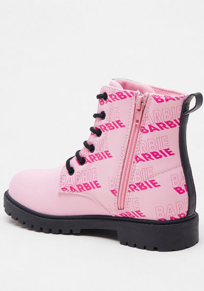 Barbie Print Low Ankle Boots with Zip Closure