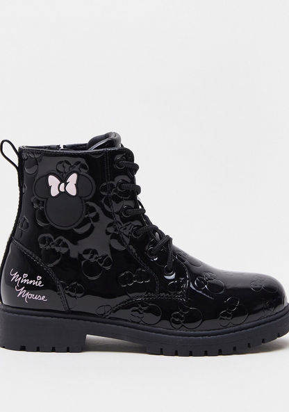 Minnie Mouse Textured Low Ankle Boots with Zip Closure