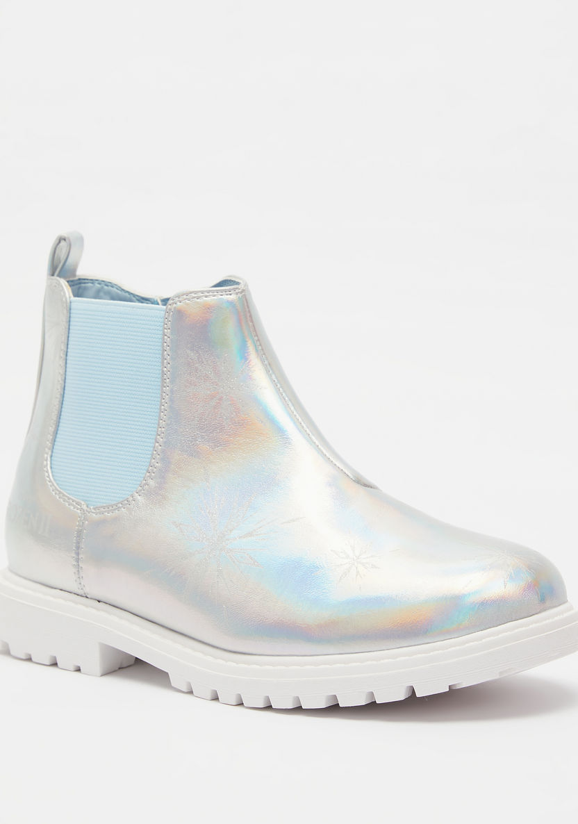 Frozen Print Low Ankle Boots with Zip Closure and Pull Tab Detail-Girl%27s Boots-image-1