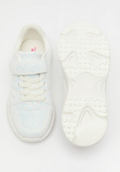 Little Missy Glitter Textured Sneakers with Hook and Loop Closure-Girl%27s Sneakers-image-4