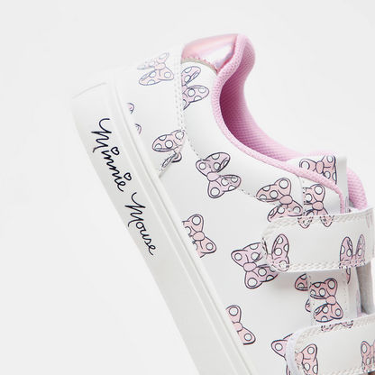 Minnie Mouse Print Sneakers with Hook and Loop Closure