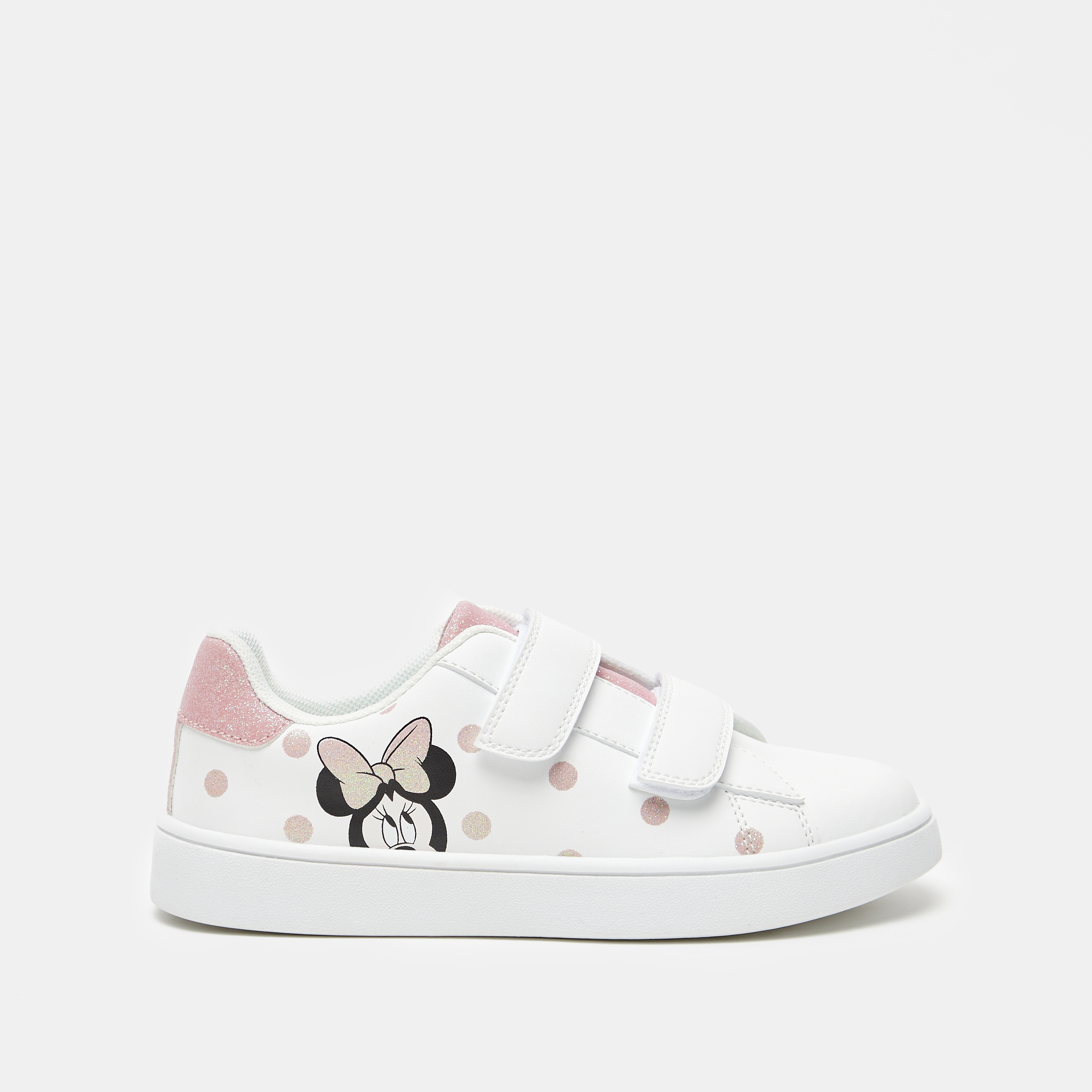 Shop Disney Minnie Mouse Print Sneakers with Hook and Loop