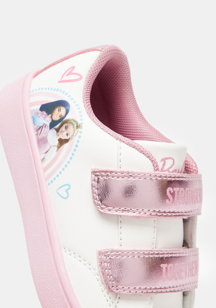 Barbie Printed Sneakers with Hook and Loop Closure-Girl%27s Sneakers-image-3