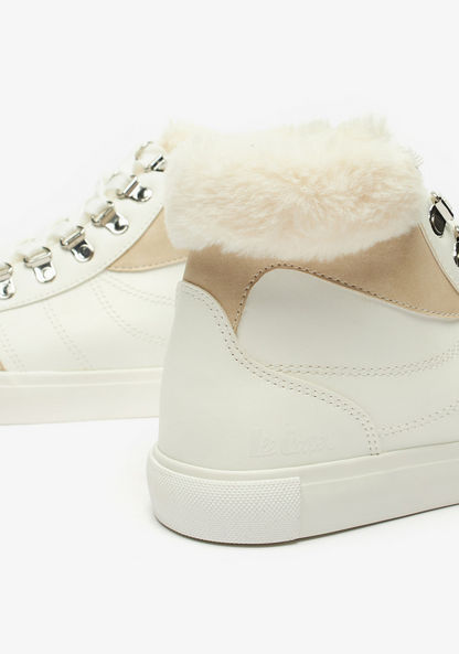 Lee Cooper Women's High Top Sneakers with Lace-Up Closure and Fur Detail-Women%27s Sneakers-image-3