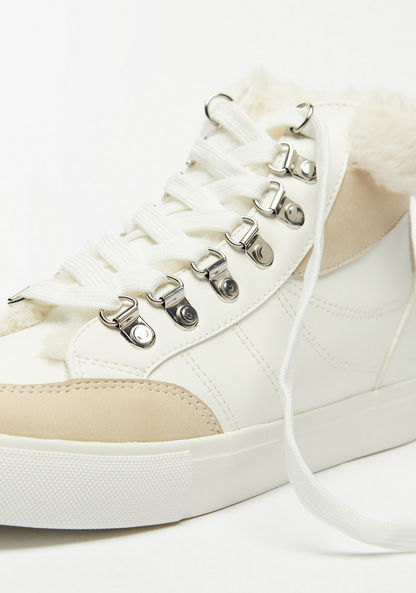 Lee Cooper Women's High Top Sneakers with Lace-Up Closure and Fur Detail-Women%27s Sneakers-image-5