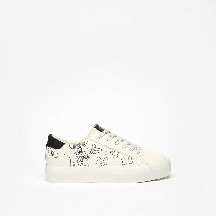 Missy - Disney Minnie Mouse Embossed Sneakers with Lace-Up Closure