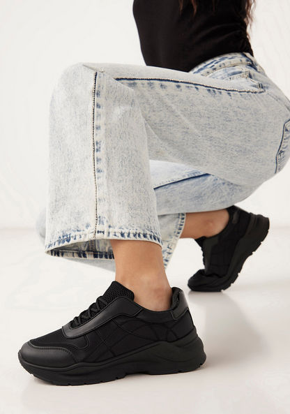 Missy Solid Sneakers with Embroidered Detail and Lace-Up Closure