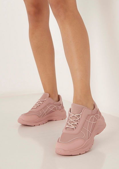 Missy Solid Sneakers with Embroidered Detail and Lace-Up Closure-Women%27s Sneakers-image-1