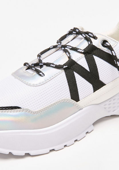 Missy Mesh Textured Sneakers with Holographic Detail and Lace-Up Closure