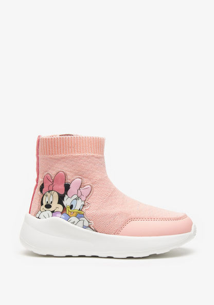 Disney Minnie and Daisy Print High Top Boots with Zip Closure-Girl%27s Boots-image-0