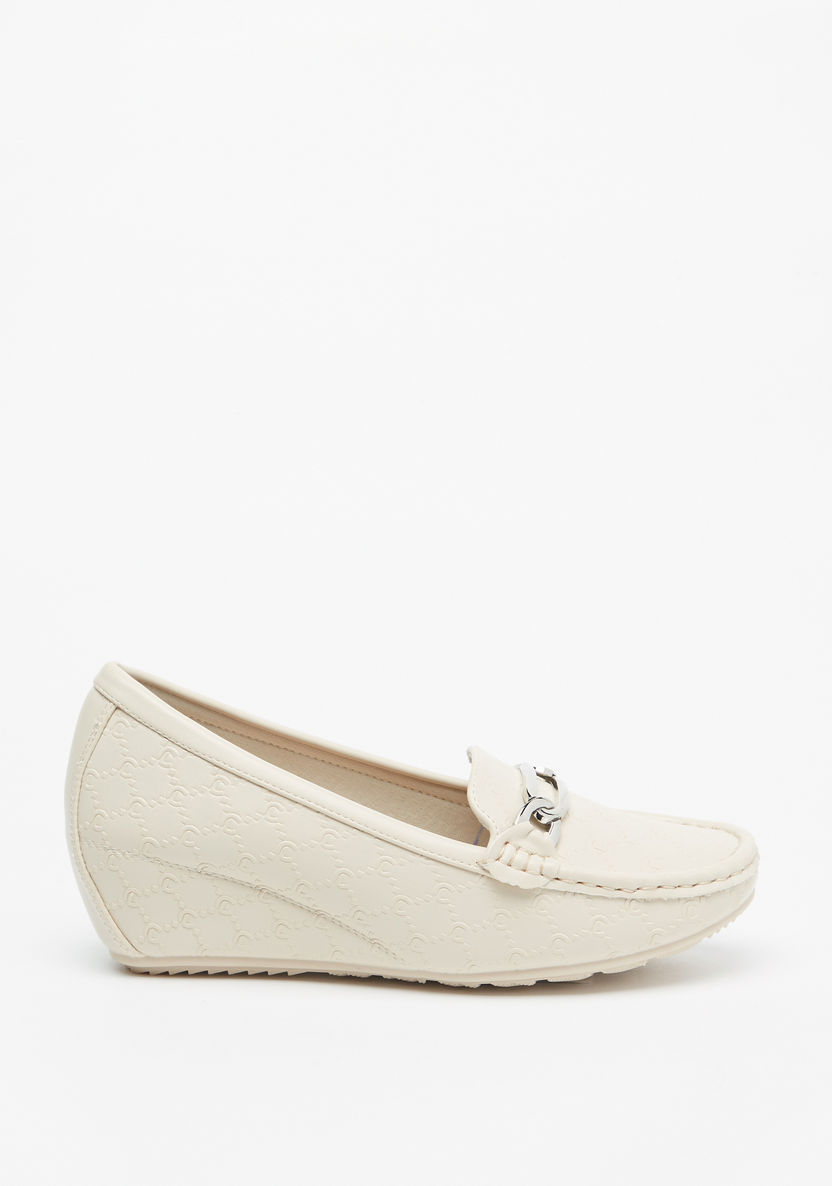Le Confort Textured Slip-On Loafers with Wedge Heels-Women%27s Casual Shoes-image-2