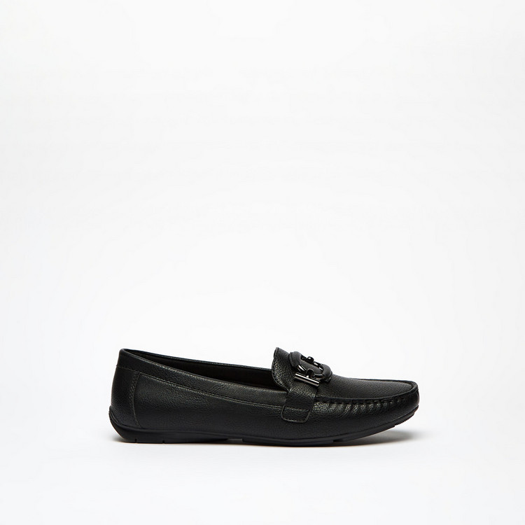 Le Confort Solid Slip-On Loafers with Metal Accent