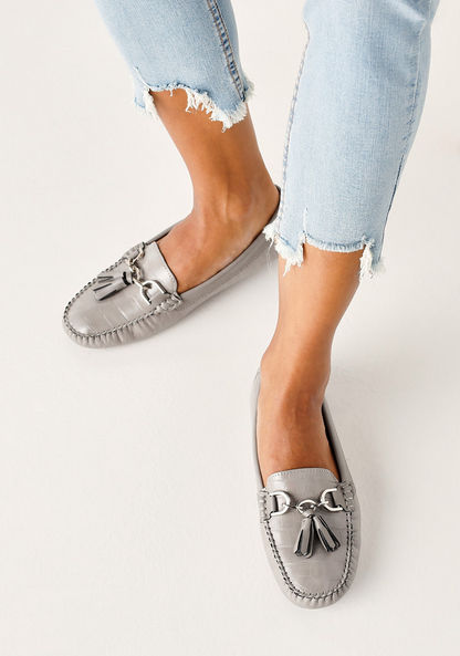 Le Confort Textured Slip-On Loafers with Tassel Detail