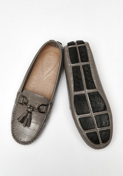 Le Confort Textured Slip-On Loafers with Tassel Detail