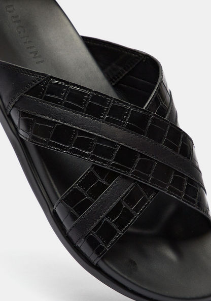 Duchini Men's Animal Print Slip-On Cross Strap Sandals
