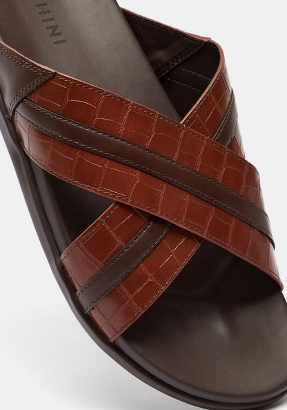 Duchini Men's Animal Print Slip-On Cross Strap Sandals
