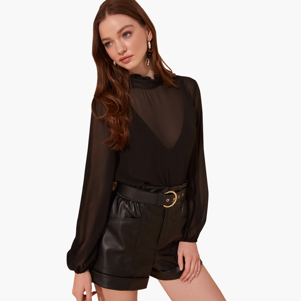 بلوزة شفافة بياقة عالية وأكمام طويلة من ترينديول-women-clothing-shirtsandblouses-blouses-image-7