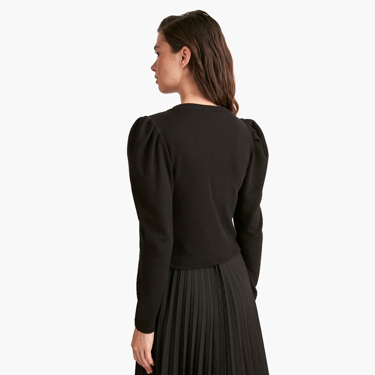 Trendyol Solid Crew Neck Blouse with Long Puffed Sleeves-women-clothing-shirtsandblouses-blouses-image-3
