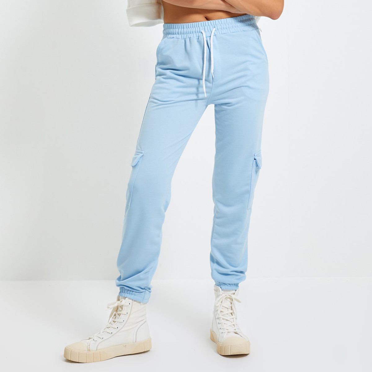 Trendyol Women Solid Drawstring Cargo Jogger-women-clothing-bottoms-joggers-image-3