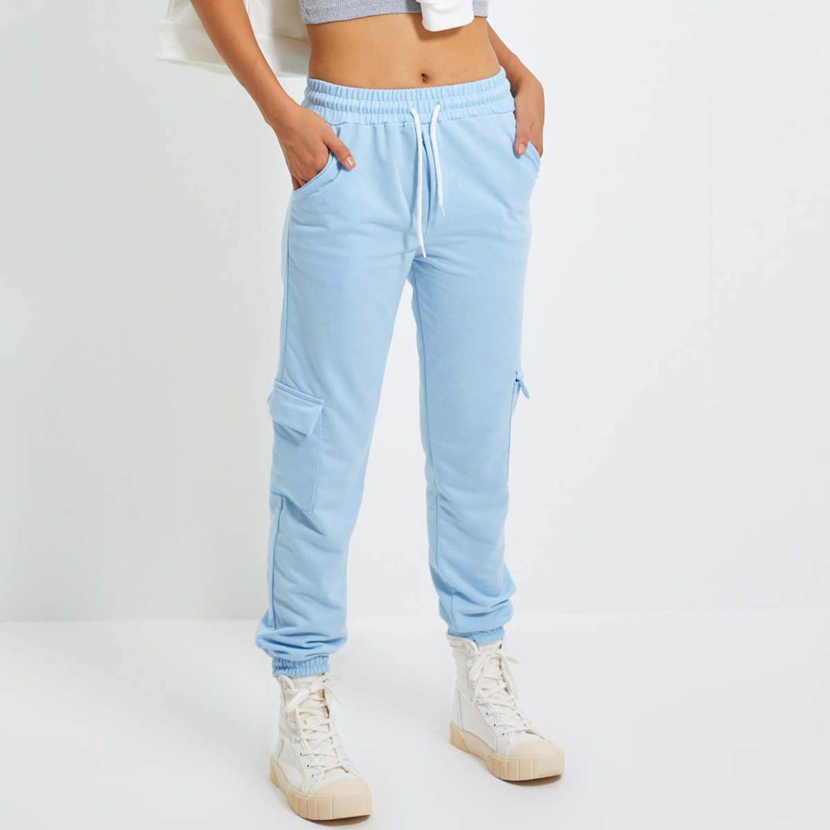 Trendyol Women Solid Drawstring Cargo Jogger-women-clothing-bottoms-joggers-image-4