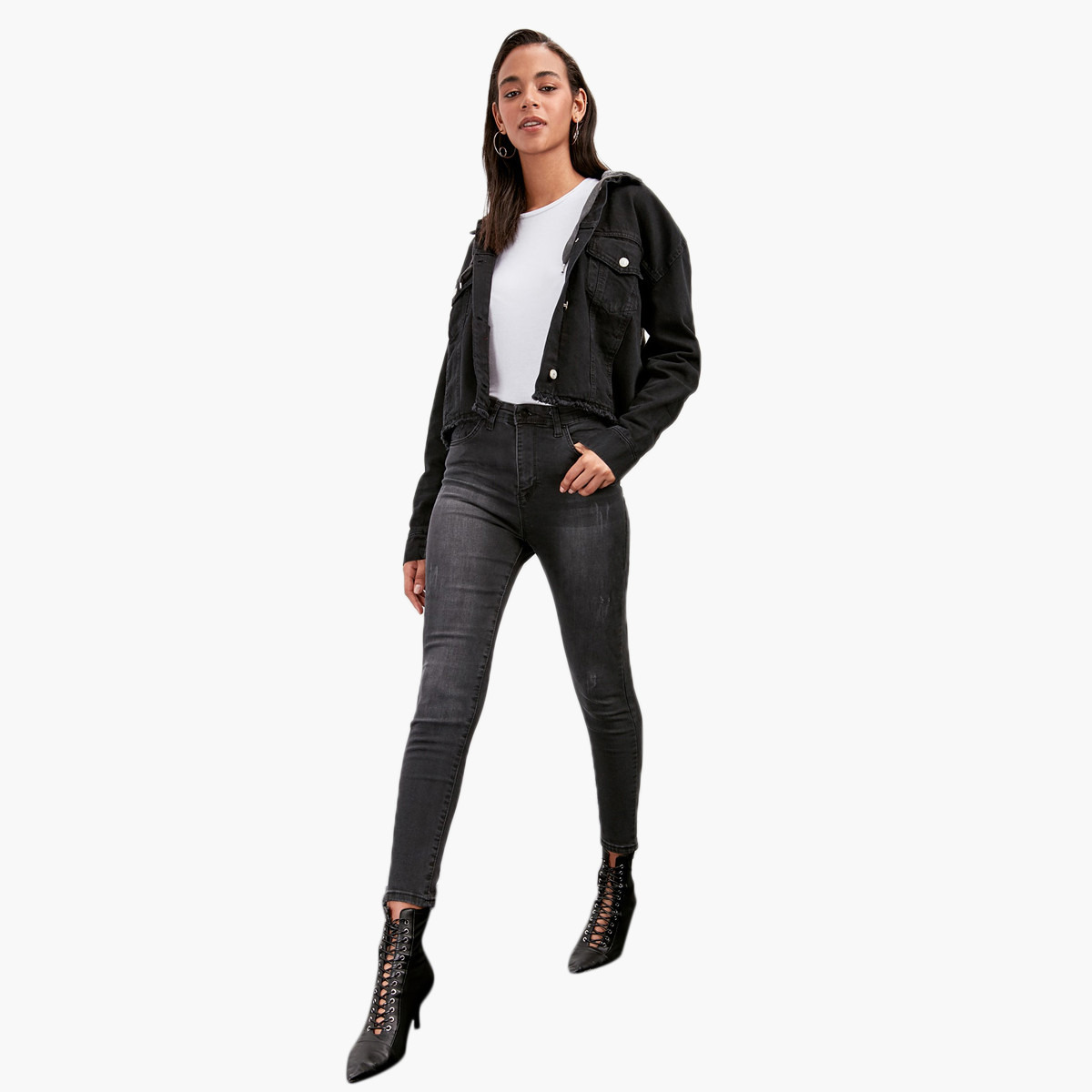 بنطلون جينز سكيني سادة بخصر متوسّط الإرتفاع وتفاصيل جيوب-women-clothing-bottoms-jeans-image-5