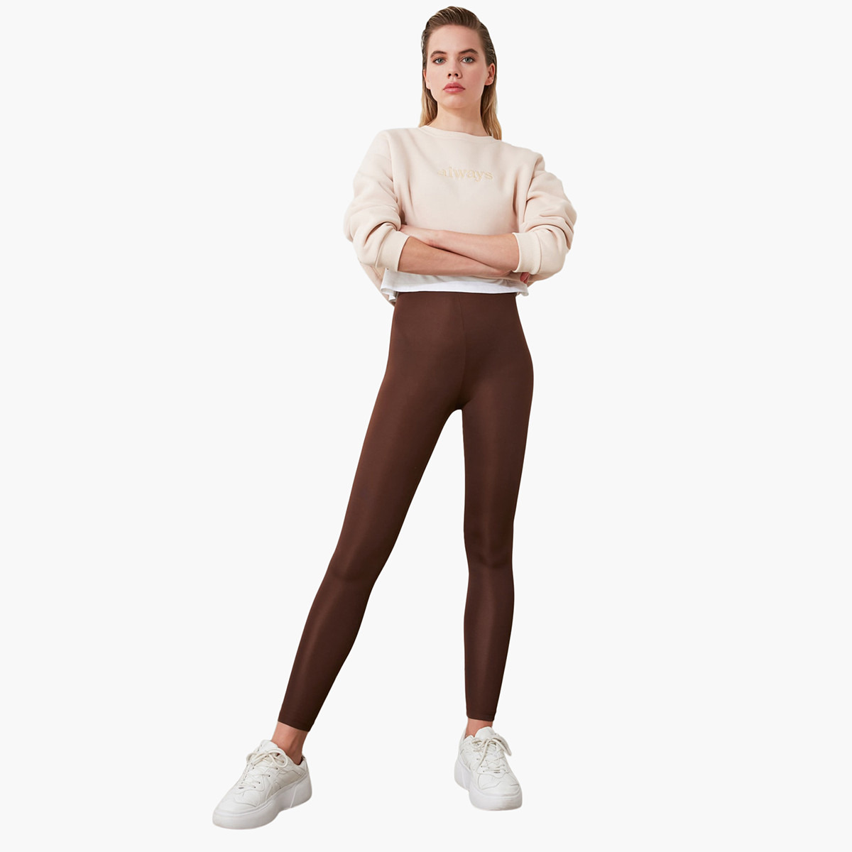 Pack of 2 Trendyol Women Polyester Solid Brown Legging-women-clothing-bottoms-leggings-image-8