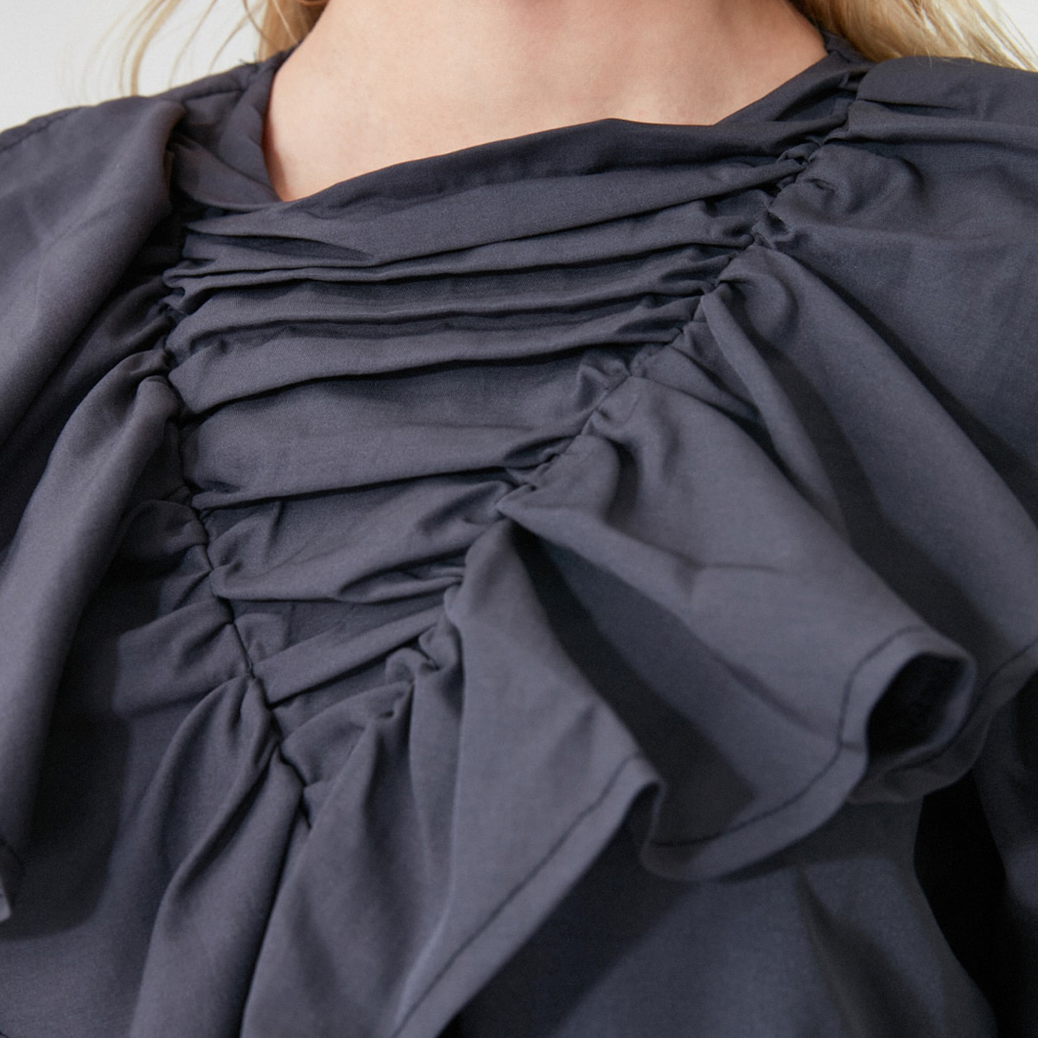 Trendyol Crew Neck Solid Top with Long Sleeves and Ruffle Detail-women-clothing-shirtsandblouses-blouses-image-4