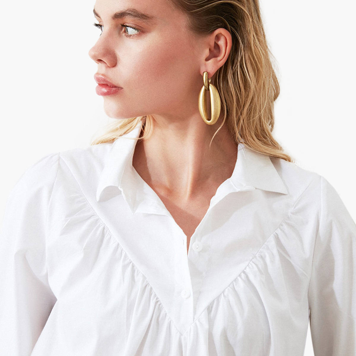 Trendyol Solid Long Sleeves Shirt with Ruffle Detail-women-clothing-shirtsandblouses-blouses-image-2