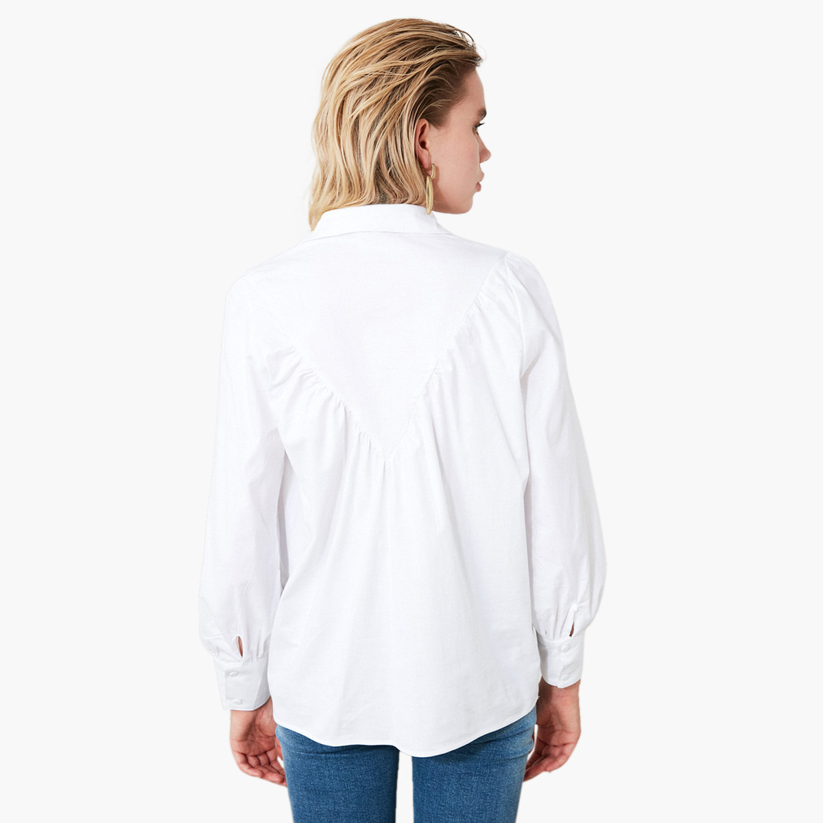 Trendyol Solid Long Sleeves Shirt with Ruffle Detail-women-clothing-shirtsandblouses-blouses-image-4