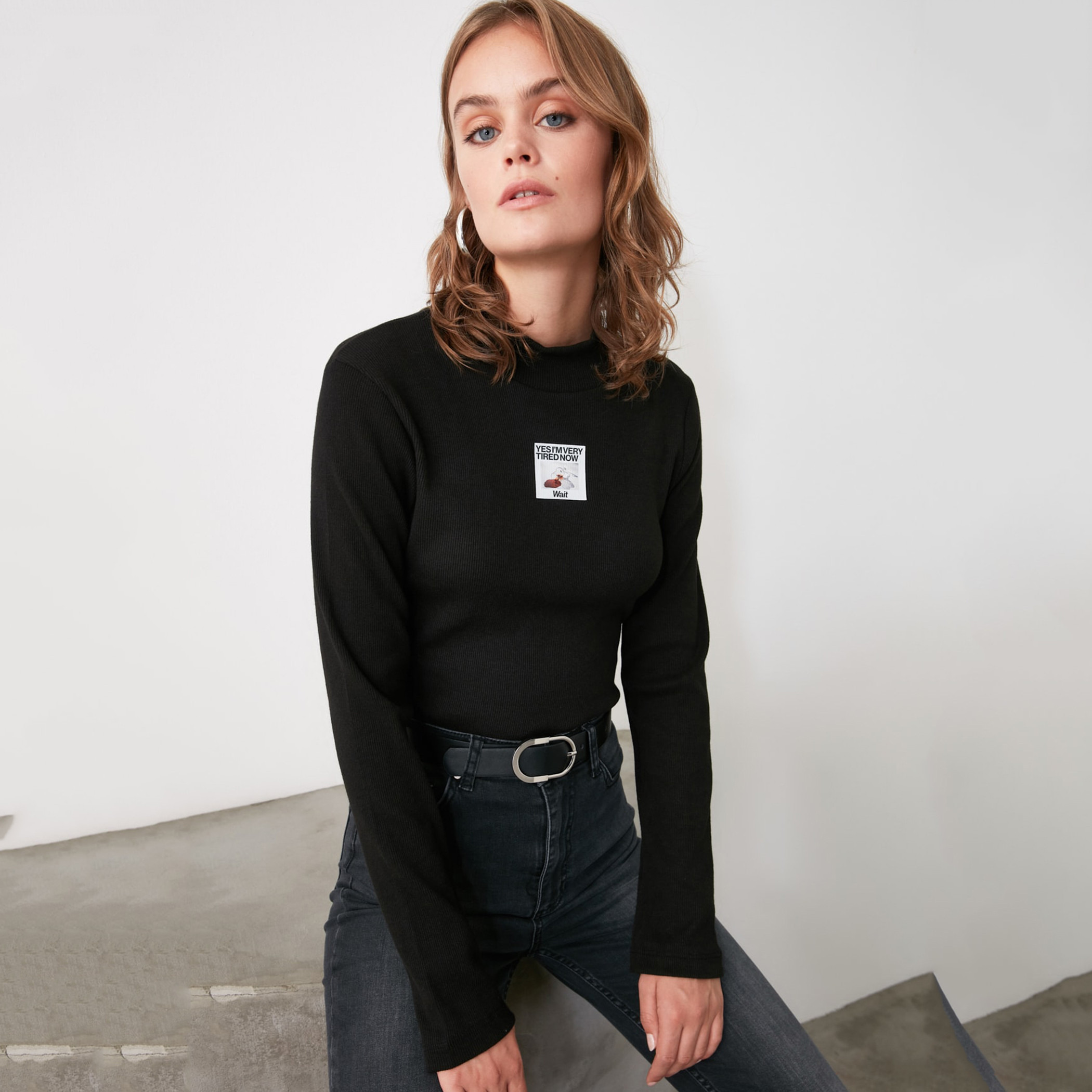 ترينديول أسود قميص-women-clothing-shirtsandblouses-blouses-image-2