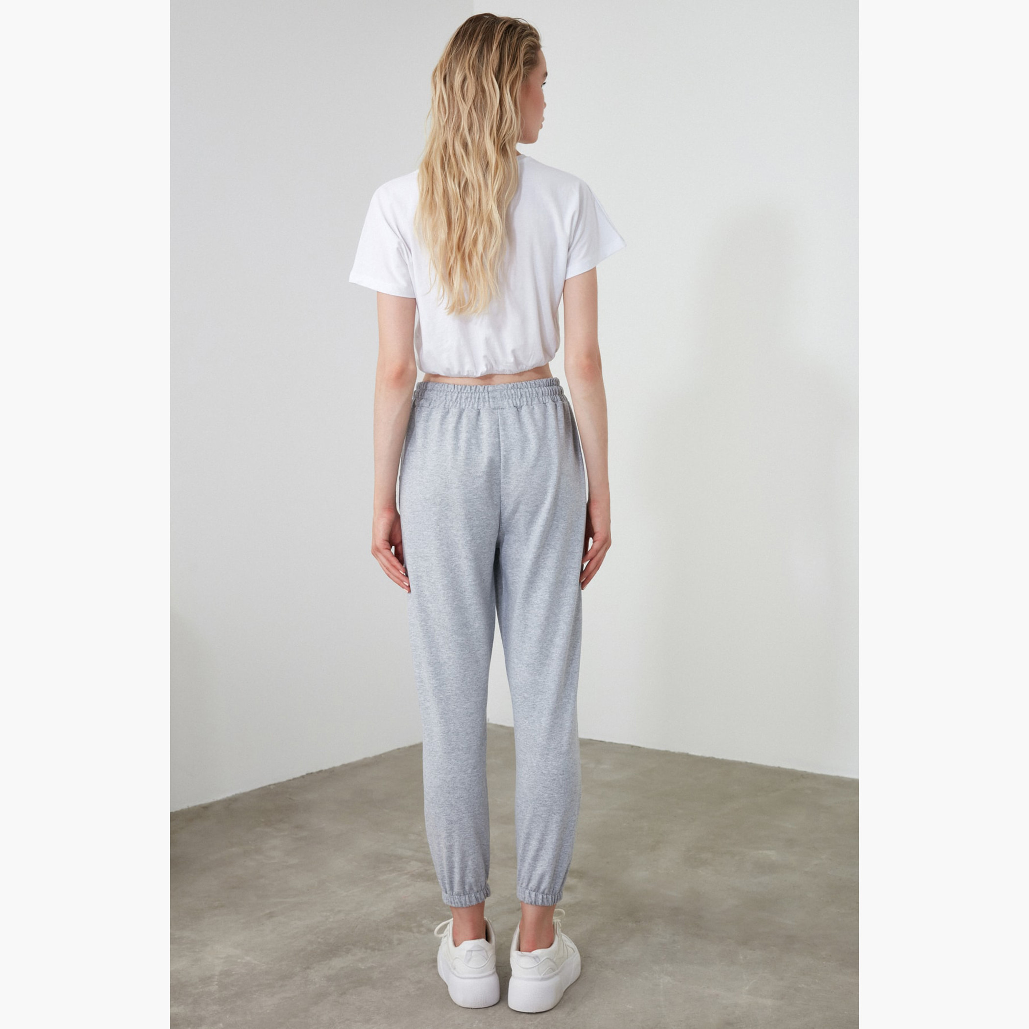 Trendyolmilla Women Cotton And Polyester Solid Grey Jogger-women-clothing-bottoms-joggers-image-5
